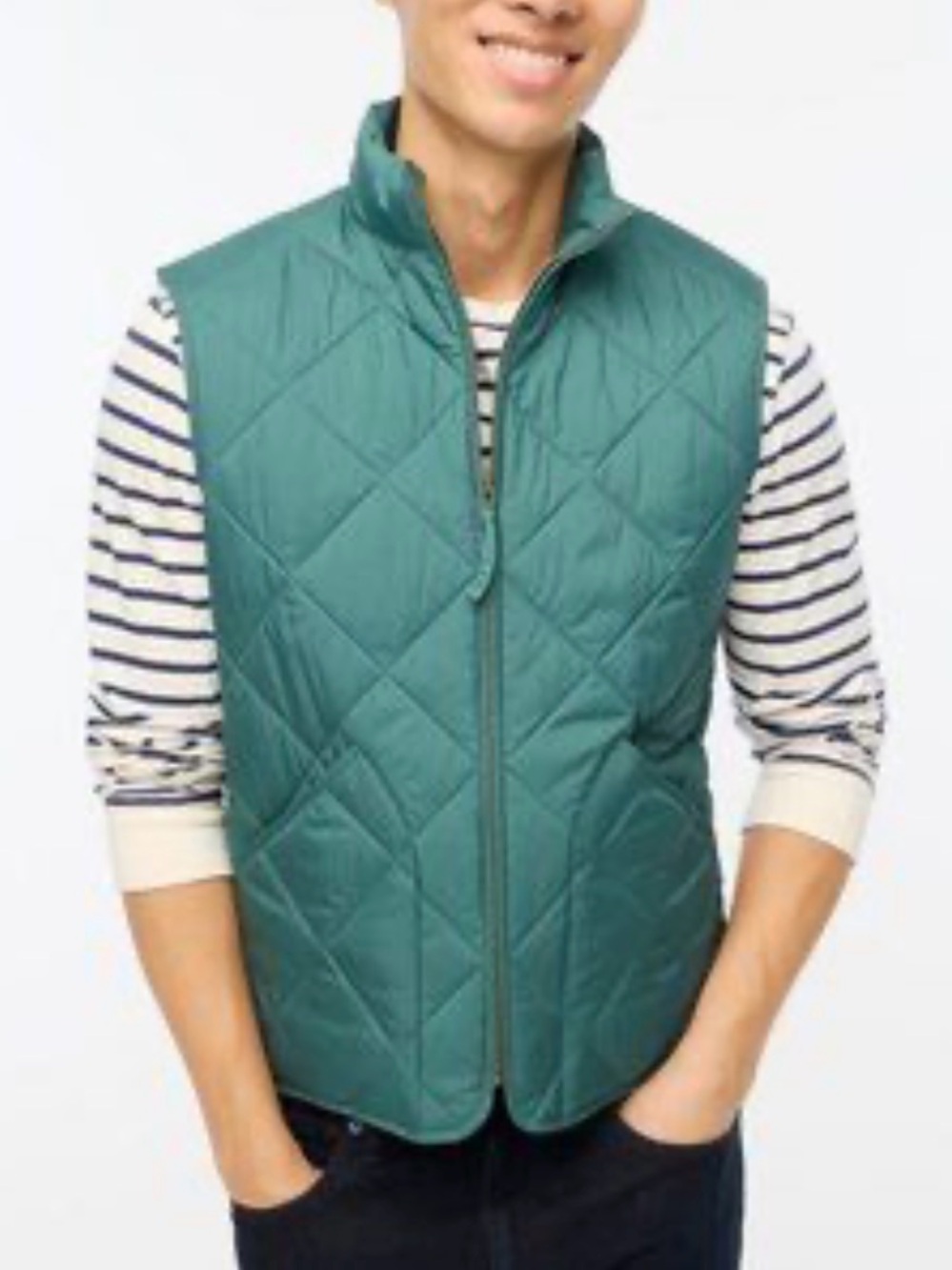 J. Crew Men’s Quilted Walker Vest in Green, size XL